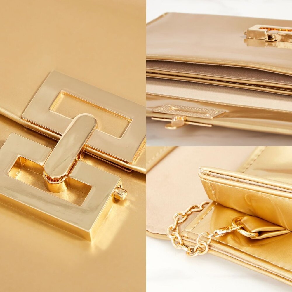 Elegant Gilded Evening Clutch with Twist Lock - Perfect for Parties & Weddings - Picture 6 of 6